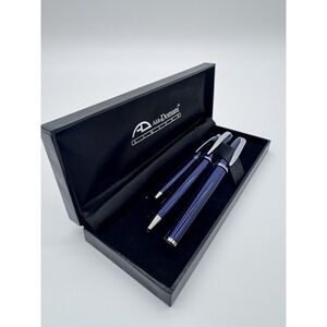 Aldo Domani Limited 3 Pen Luxury Gift Set W Case‎ NOS Blue Rollerball ballpoint